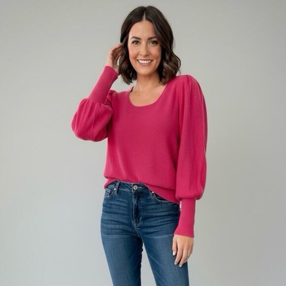 Anthropologie Maeve Bedford 100% Cashmere Puff Sleeve Sweater Size XS - Picture 1 of 8
